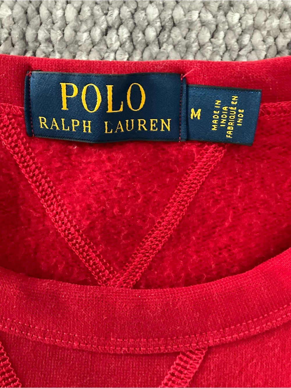 Ralph Lauren Red Crewneck Sweatshirt with Navy Pony Logo - Picture 3 of 4